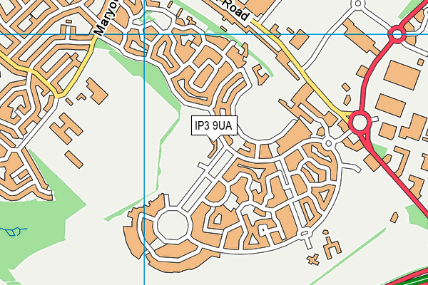 IP3 9UA map - OS VectorMap District (Ordnance Survey)