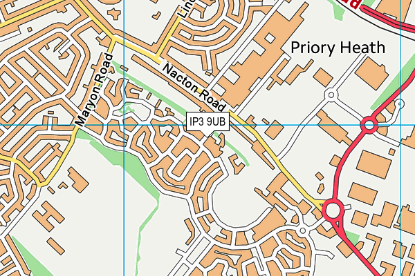 IP3 9UB map - OS VectorMap District (Ordnance Survey)