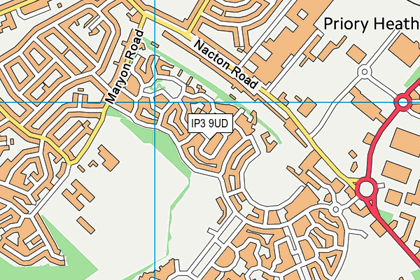 IP3 9UD map - OS VectorMap District (Ordnance Survey)