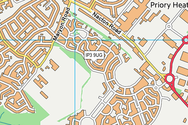 IP3 9UG map - OS VectorMap District (Ordnance Survey)
