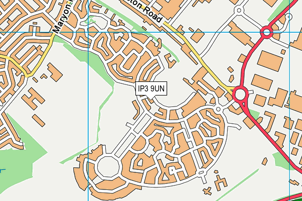 IP3 9UN map - OS VectorMap District (Ordnance Survey)