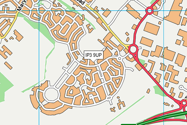 IP3 9UP map - OS VectorMap District (Ordnance Survey)