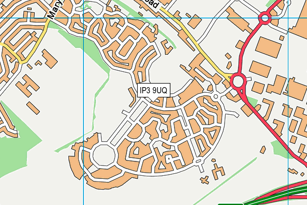 IP3 9UQ map - OS VectorMap District (Ordnance Survey)
