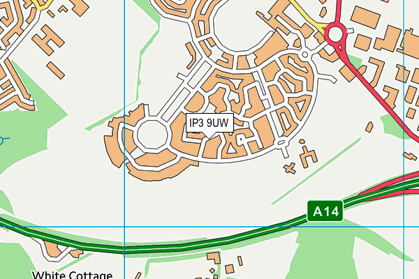 IP3 9UW map - OS VectorMap District (Ordnance Survey)