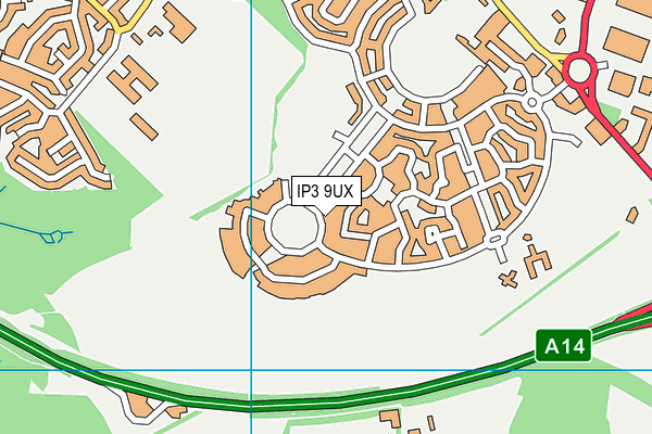 IP3 9UX map - OS VectorMap District (Ordnance Survey)