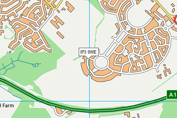 IP3 9WE map - OS VectorMap District (Ordnance Survey)