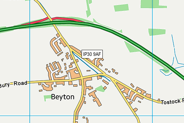 IP30 9AF map - OS VectorMap District (Ordnance Survey)