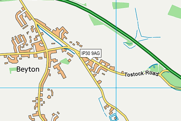 IP30 9AG map - OS VectorMap District (Ordnance Survey)