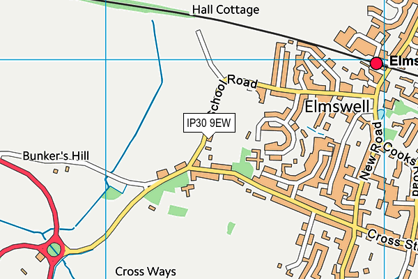 IP30 9EW map - OS VectorMap District (Ordnance Survey)