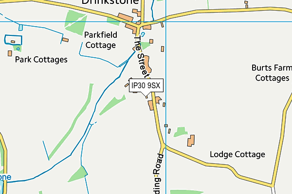 IP30 9SX map - OS VectorMap District (Ordnance Survey)