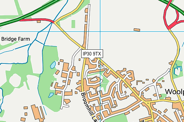 IP30 9TX map - OS VectorMap District (Ordnance Survey)