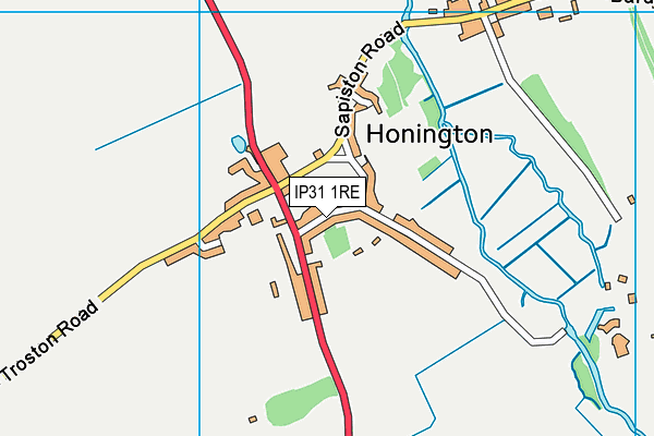 Honington Church of England Voluntary Controlled Primary School map (IP31 1RE) - OS VectorMap District (Ordnance Survey)