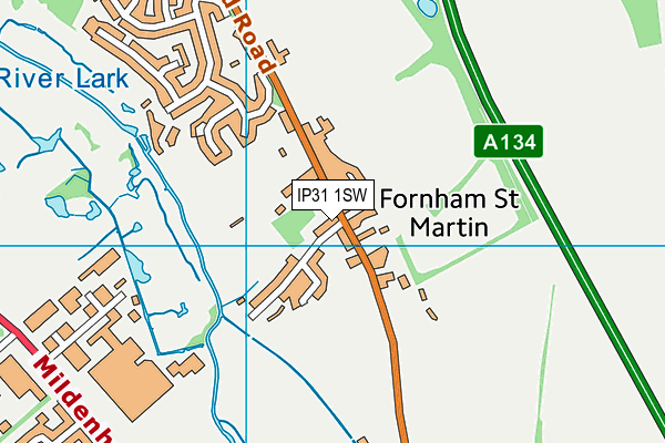 King George's Playing Field (Fornham St Martin) map (IP31 1SW) - OS VectorMap District (Ordnance Survey)