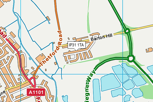 IP31 1TA map - OS VectorMap District (Ordnance Survey)