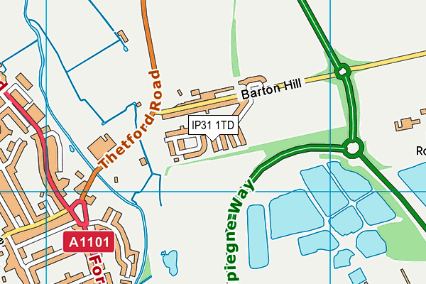 IP31 1TD map - OS VectorMap District (Ordnance Survey)