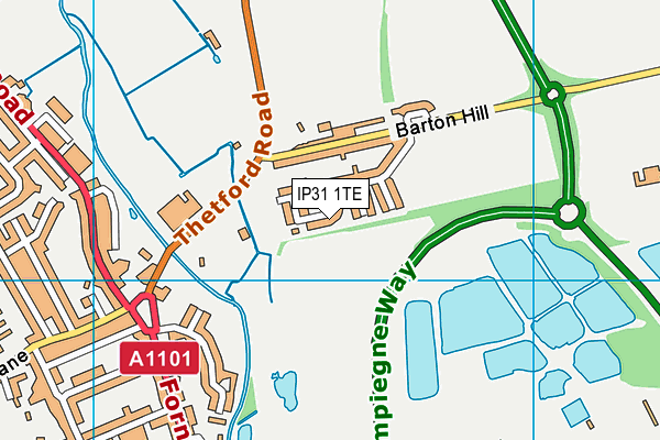 IP31 1TE map - OS VectorMap District (Ordnance Survey)