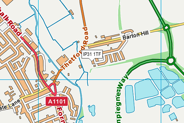 IP31 1TF map - OS VectorMap District (Ordnance Survey)