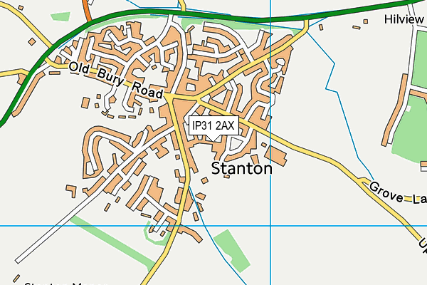 IP31 2AX map - OS VectorMap District (Ordnance Survey)
