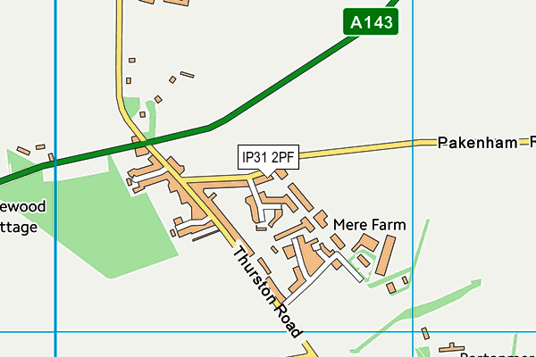 IP31 2PF map - OS VectorMap District (Ordnance Survey)