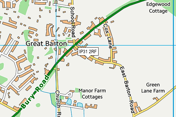 Great Barton Playing Field map (IP31 2RF) - OS VectorMap District (Ordnance Survey)