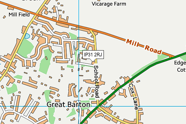 Great Barton Church Of England Academy map (IP31 2RJ) - OS VectorMap District (Ordnance Survey)
