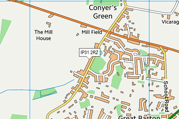 IP31 2RZ map - OS VectorMap District (Ordnance Survey)