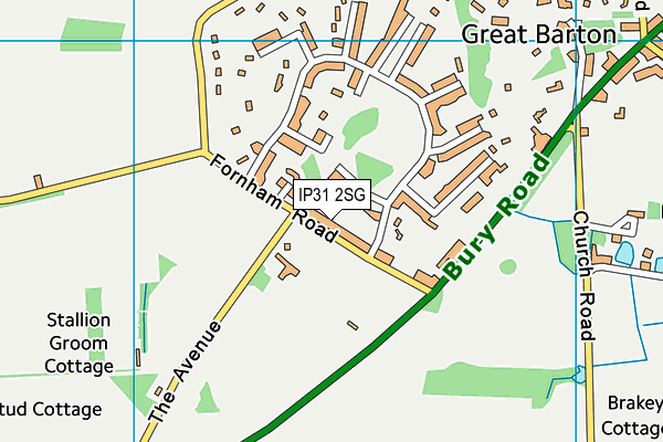 IP31 2SG map - OS VectorMap District (Ordnance Survey)