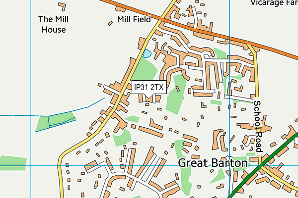 IP31 2TX map - OS VectorMap District (Ordnance Survey)