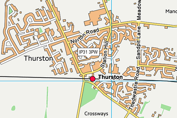 IP31 3PW map - OS VectorMap District (Ordnance Survey)