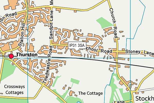 IP31 3SA map - OS VectorMap District (Ordnance Survey)