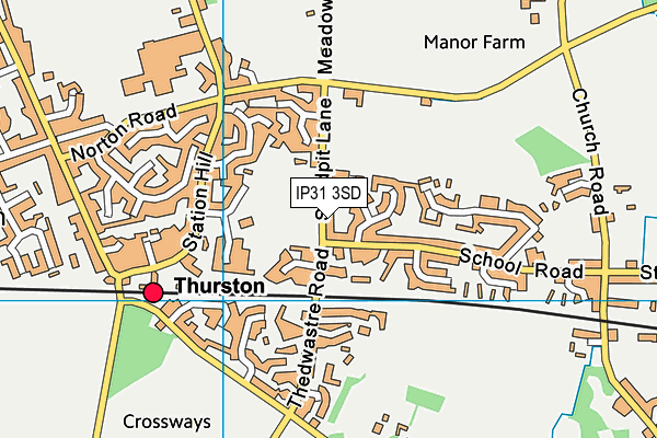 IP31 3SD map - OS VectorMap District (Ordnance Survey)