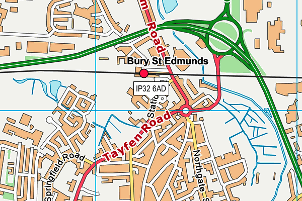 Fitness First Health Club (Bury St Edmunds) (Closed) map (IP32 6AD) - OS VectorMap District (Ordnance Survey)