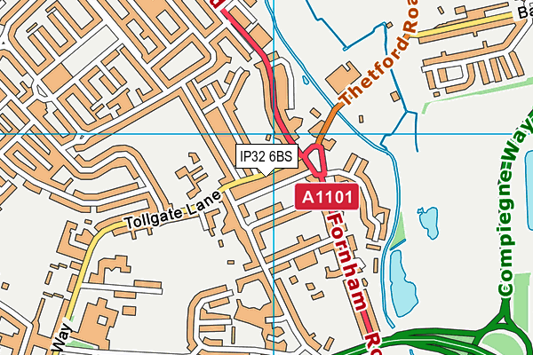 IP32 6BS map - OS VectorMap District (Ordnance Survey)