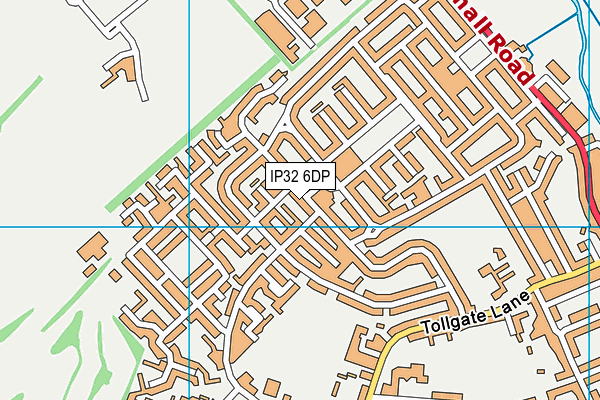 IP32 6DP map - OS VectorMap District (Ordnance Survey)