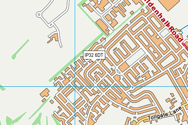 IP32 6DT map - OS VectorMap District (Ordnance Survey)