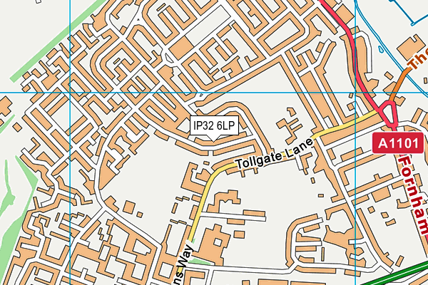 IP32 6LP map - OS VectorMap District (Ordnance Survey)