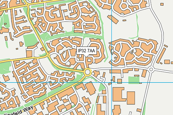 IP32 7AA map - OS VectorMap District (Ordnance Survey)