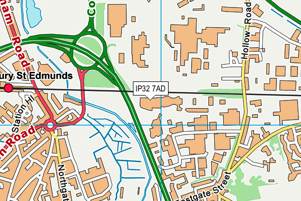 IP32 7AD map - OS VectorMap District (Ordnance Survey)