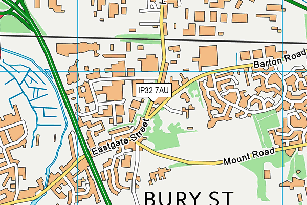 IP32 7AU map - OS VectorMap District (Ordnance Survey)