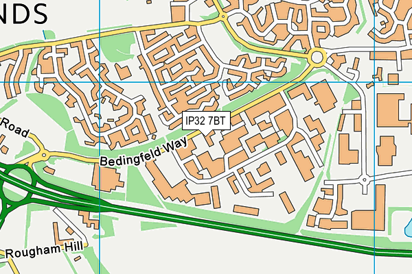 IP32 7BT map - OS VectorMap District (Ordnance Survey)