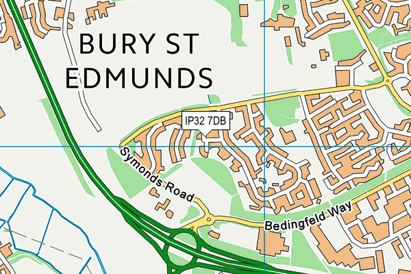 IP32 7DB map - OS VectorMap District (Ordnance Survey)