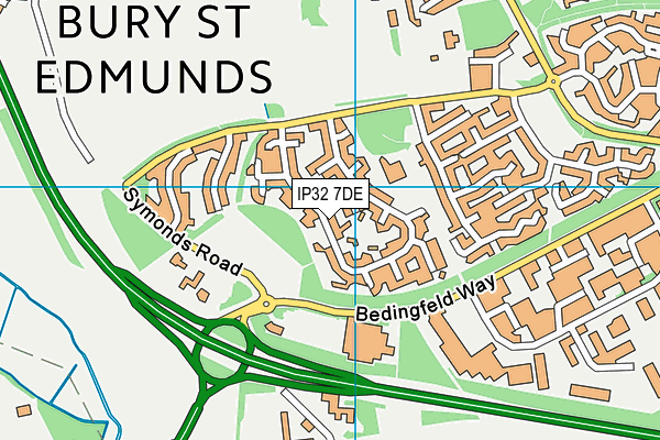 IP32 7DE map - OS VectorMap District (Ordnance Survey)