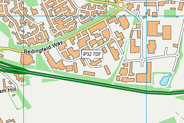 IP32 7DF map - OS VectorMap District (Ordnance Survey)