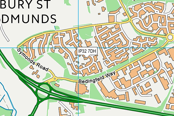 IP32 7DH map - OS VectorMap District (Ordnance Survey)