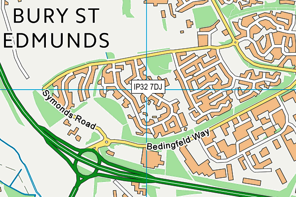 IP32 7DJ map - OS VectorMap District (Ordnance Survey)