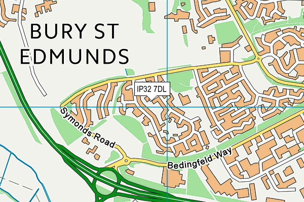 IP32 7DL map - OS VectorMap District (Ordnance Survey)