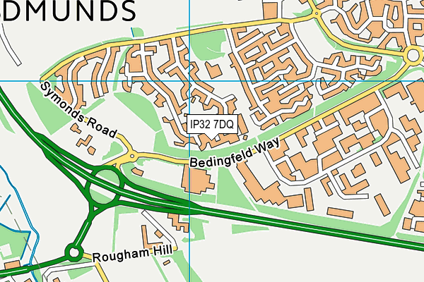 IP32 7DQ map - OS VectorMap District (Ordnance Survey)