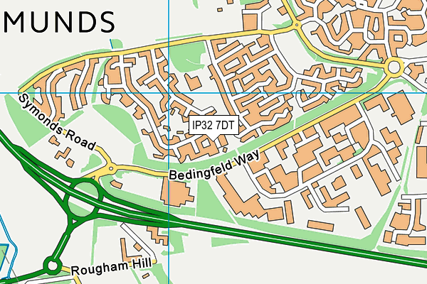 IP32 7DT map - OS VectorMap District (Ordnance Survey)