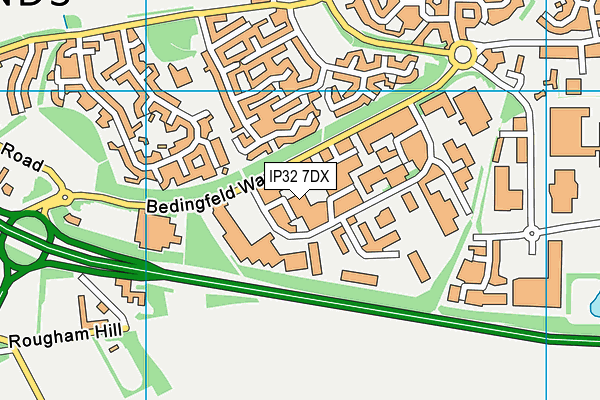 IP32 7DX map - OS VectorMap District (Ordnance Survey)