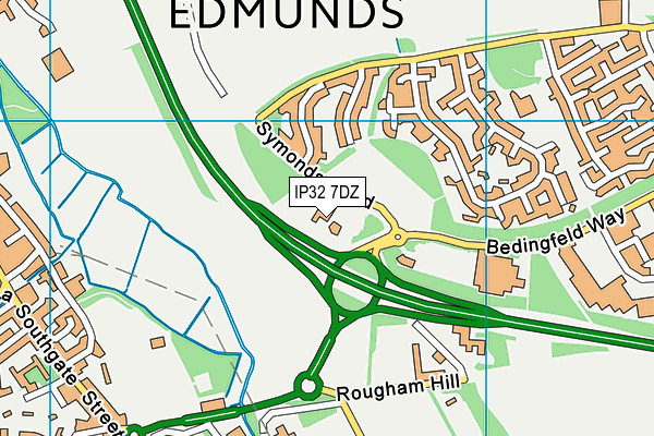 IP32 7DZ map - OS VectorMap District (Ordnance Survey)